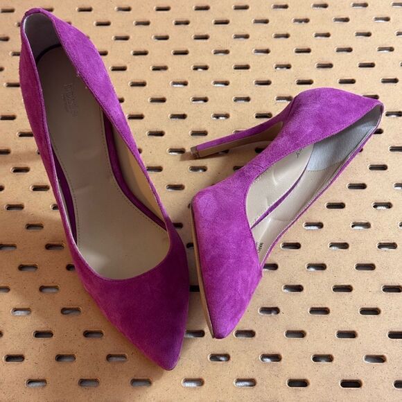 Botkier shoes Womens Sz 10 M high heels Leather suede Marci Raspberry Fizz Pump - Picture 1 of 14